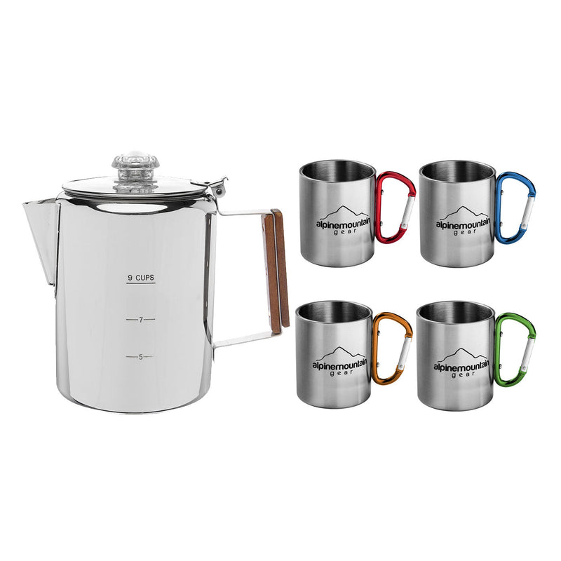 Stainless Steel Coffee Percolator Set – 5 Piece – Field & Stream