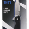 1911 3" Folding Clip Point Plain Knife - Black Textured