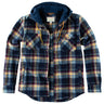 Deep Sea Plaid - Men's Widgeon Waffle Hooded Flannel Shirt Jacket - Layflat