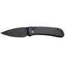 Qubit 2.98" Folding Drop Point Plain Knife - Black Aluminum Handle